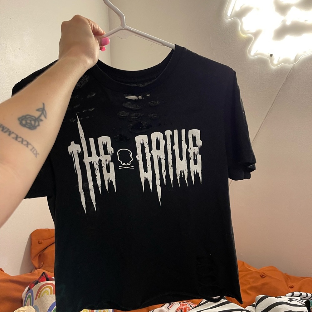 The Drive Clothing Co “doing me for me” distressed crop top